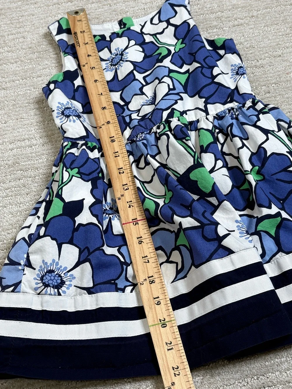 Gymboree Floral Cotton Sleeveless Bubble Dress GIrls Size 5 Blue & White A-Line